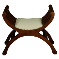 Centrum Furniture Sloan Single Seater Upholstered Stool Mahogany