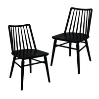 Centrum Riviera Solid Oak Dining Chair Set of 2 - Black