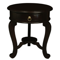 Centrum Furniture Round Cabriole 1 Drawer Lamp Table Chocolate