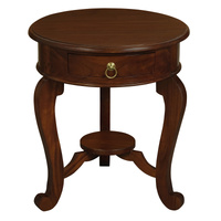 Centrum Furniture Round Cabriole Leg 1 Drawer Lamp Table Mahogany