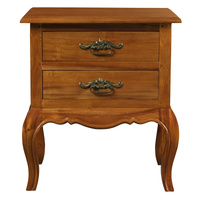 Centrum Furniture French Provincial 2 Drawer Bedside Table Light Pecan