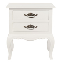 Centrum Furniture French Provincial 2 Drawer Bedside Table White