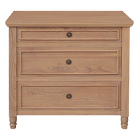 Centrum Beau 3 Drawer White Cedar Dresser Turn Leg Natural