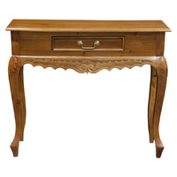 Jepara 1 Drawer Carved Sofa/Hall Table  (Light Pecan)