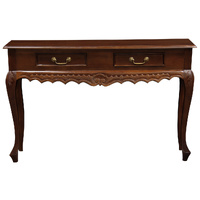 Centrum Seine 2 Drawer Carved Sofa Table - Mahogany