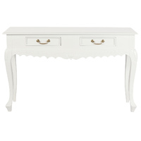 Centrum Seine 2 Drawer Carved Sofa Table - White