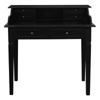 Centrum Winston 6 Drawer Solid Timber Writing Desk - Black