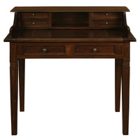 Centrum Winston 6 Drawer Solid Timber Writing Desk Mahogany