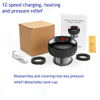 12 Level Electric Cupping Therapy Massager with Red Light & Heating - Black
