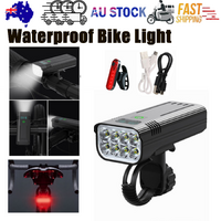Waterproof Bike Light Set 360° Mount Digital Battery Display Aluminium