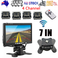 Wireless 4-Channel 7 Inch Monitor Reversing Camera Kit Truck Trailer