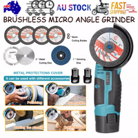 800W Cordless Brushless Angle Grinder with 2x Battery & Charger