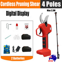 Cordless Brushless 4-Pole Pruning Shear Secateur with 2 Batteries Red