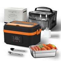 Portable 1L Cordless Electric Heated Lunch Box 60W 16000mAh Black & Orange