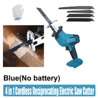 Blue Cordless Electric Reciprocating Saw with Blades (No Battery)