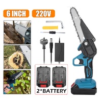 6" Mini Cordless Electric Chainsaw with 2x Battery Wood Cutter Rechargeable