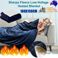 Double-Sided Flannel Heated Electric Throw Blanket Blue