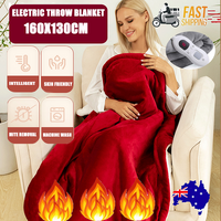 Double-Sided Flannel Heated Electric Throw Blanket Red
