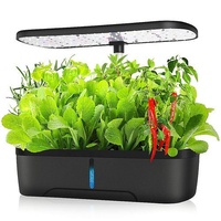 Hydroponics 12 Pod Indoor Herb Garden Kit LED Light 4L Black