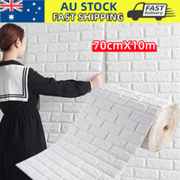 70cm x 10m 3D Foam Brick Wallpaper Self Adhesive Waterproof