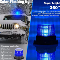 Solar LED Flashing Beacon Light 12-24V Magnetic Warning Blue