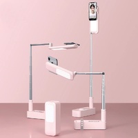 LED Selfie Ring Light with Phone Holder Wireless Remote Dimmable Pink