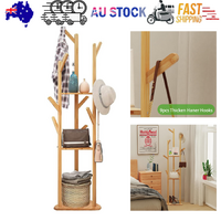 Bamboo Coat Rack Stand Hanger Bag Hat Hook Holder Tree Shelf
