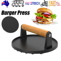 7" Heavy Duty Burger Press Solid Wood Handle Meat Smasher