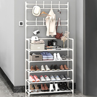 Shoe Rack Storage Cabinet 12 Pairs Metal Shelves White 60CM
