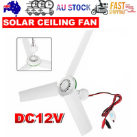 12V Ceiling Fan Solar Power 3 Blade Caravan Camping Outdoor
