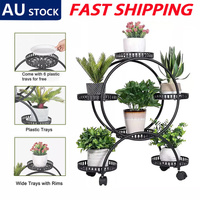 4 Layer Metal Plant Stand 6 Pot Flower Display Rack Shelf