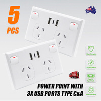 5x Dual USB-C Power Point 3.6A Fast Charge Wall Outlet