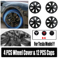 4 Piece 19 Inch Black ABS Wheel Cover Caps for Tesla Model Y