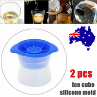 2pc Blue Silicone Ice Ball Mold Sphere Cube Maker Cocktail