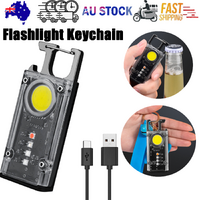 Mini USB Rechargeable COB LED Flashlight Keychain Waterproof Work Light