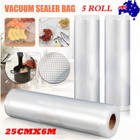 5 Roll Vacuum Food Sealer Bags 25cm x 6m Commercial Grade