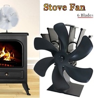 6 Blade Fireplace Stove Fan Heat Powered Wood Burner Eco