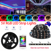 5V RGB LED Strip Lights IP65 Waterproof USB Bluetooth 5M 10M 20M