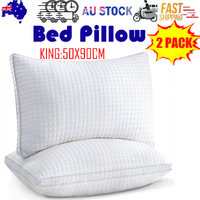 2x King Pillows Cotton Hotel Adjustable Down Alternative