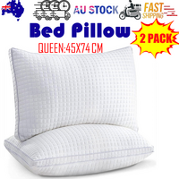 2x Queen Pillows Cotton Hotel Adjustable Down Alternative