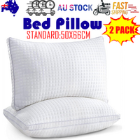 2x Standard Pillows Cotton Hotel Adjustable Down Alternative