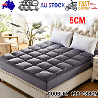 5cm Double Pillowtop Mattress Topper 138x188cm Antibacterial Dust Mite