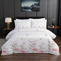 Four Piece Flower Bedding Set Double Size Doona Cover Sheets