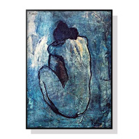 Artime 60x90cm Blue Nude Picasso Black Frame Canvas Wall Art