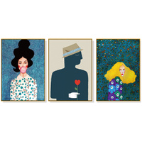 Artime Modern Figure 40x60cm 3 Sets Gold Frame Canvas Wall Art