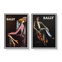 Artime Bally Man & Woman Wall Art 50x70cm Black Frame Canvas 2 Sets