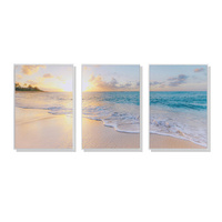 Artime Wall Art 60cmx90cm Ocean Beach 3 Sets White Frame Canvas
