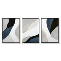 Artime Wall Art 50cmx70cm Abstract Navy Blue 3 Sets Black Frame