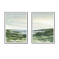 Artime Wall Art 70x100cm Watercolour Landscape 2 Sets Black Frame Canvas