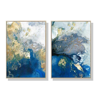Artime Wall Art 70x100cm Marbled Blue Gold 2 Sets Gold Frame Canvas